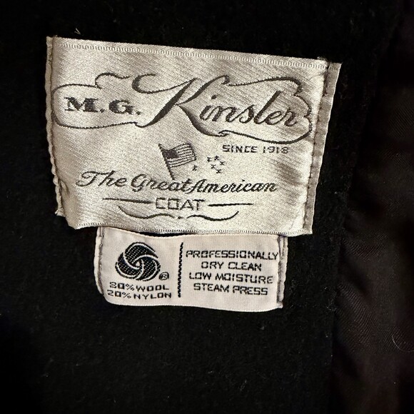 Vintage M.G. Kinsler The Great American Coat Wool Blend Black Long Coat USA Made - Picture 5 of 10